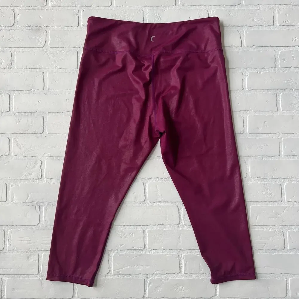 ZYIA Active Women's Purple Shimmer Athletic Yoga Running Leggings Pants -sz 20